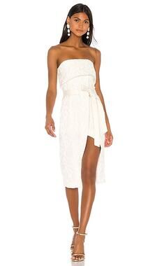 Alexis Isotta Cream Floral Brocade Strapless Wrap Tie Bridal Dress Small